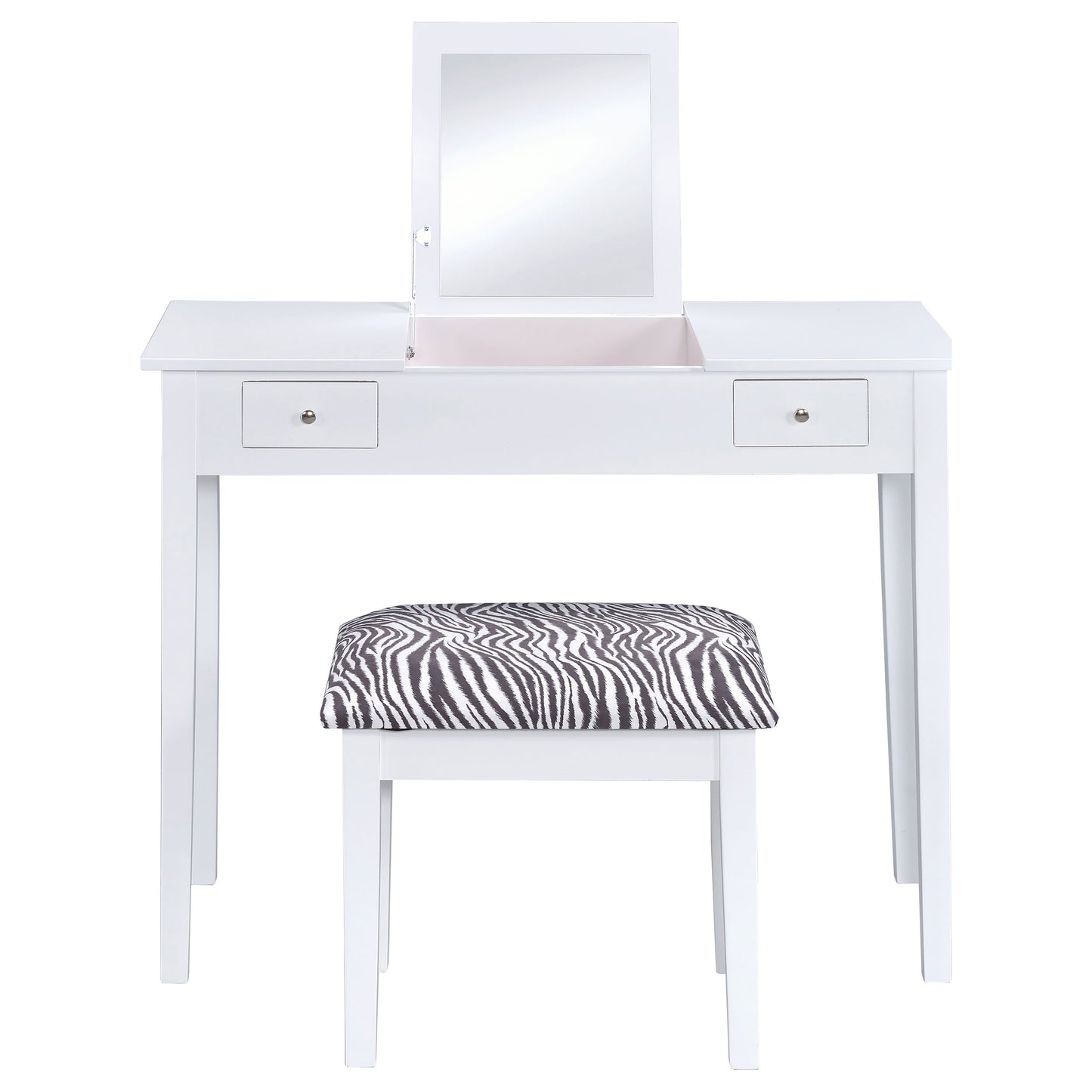 Seline Vanity Set with Pop-Up Mirror and Stool White