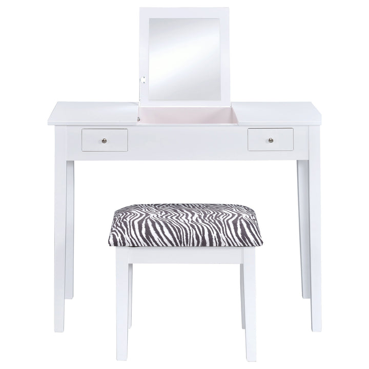 Seline Vanity Set with Pop-Up Mirror and Stool White