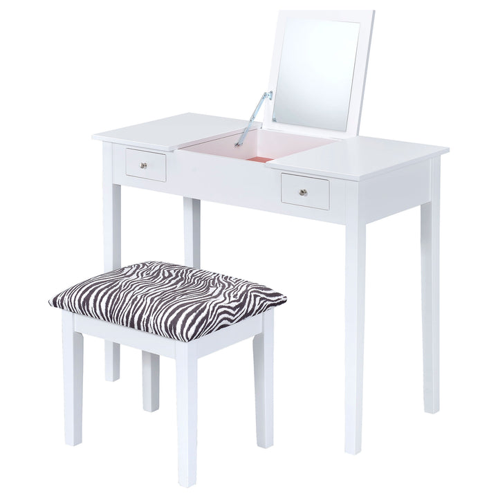 Seline Vanity Set with Pop-Up Mirror and Stool White