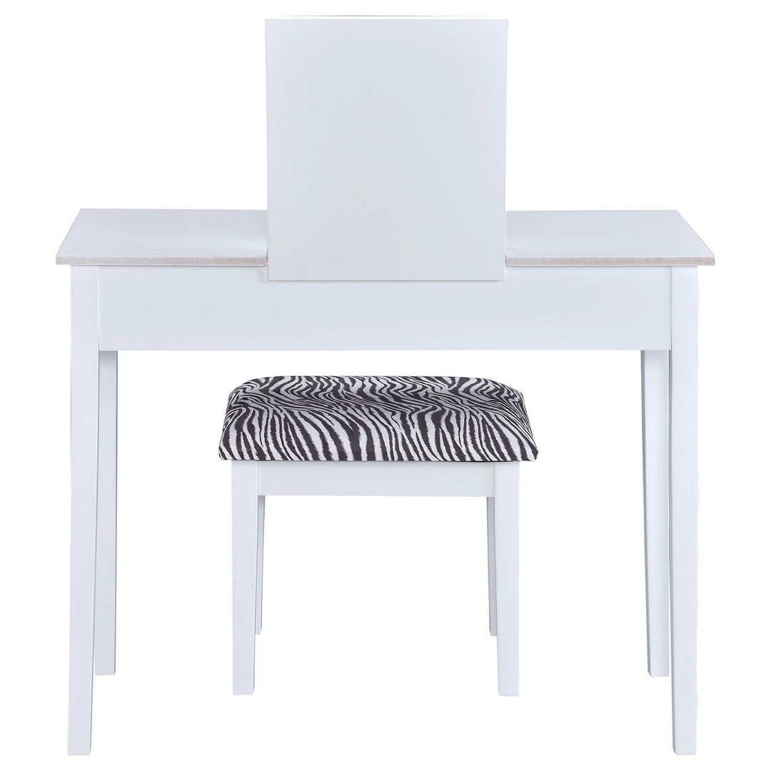 Seline Vanity Set with Pop-Up Mirror and Stool White