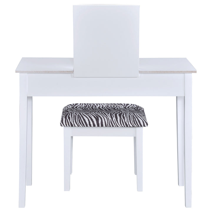 Seline Vanity Set with Pop-Up Mirror and Stool White