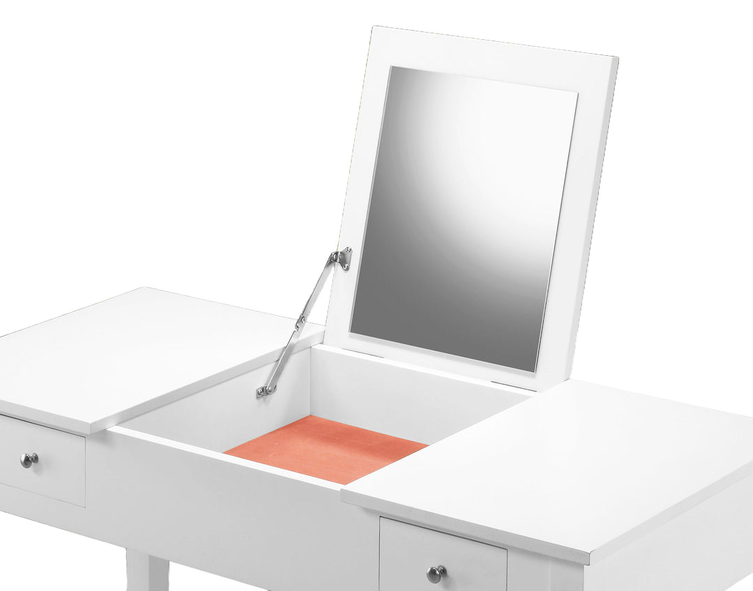 Seline Vanity Set with Pop-Up Mirror and Stool White