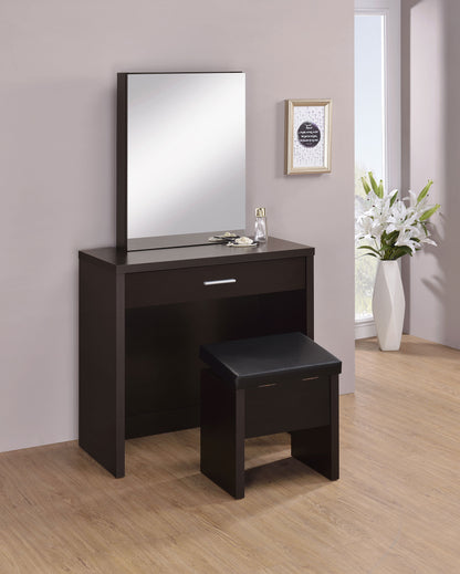 Harvey Vanity Set with Lift-Top Stool Cappuccino