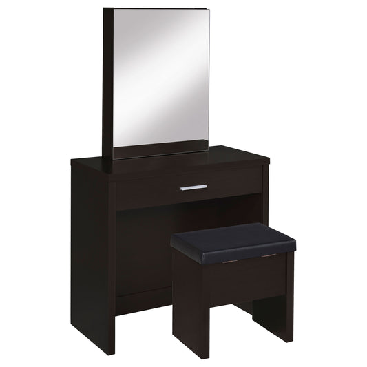 Harvey Vanity Set with Lift-Top Stool Cappuccino