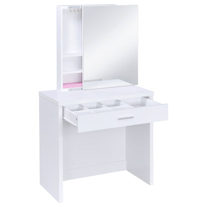 Harvey Vanity Set with Lift-Top Stool White