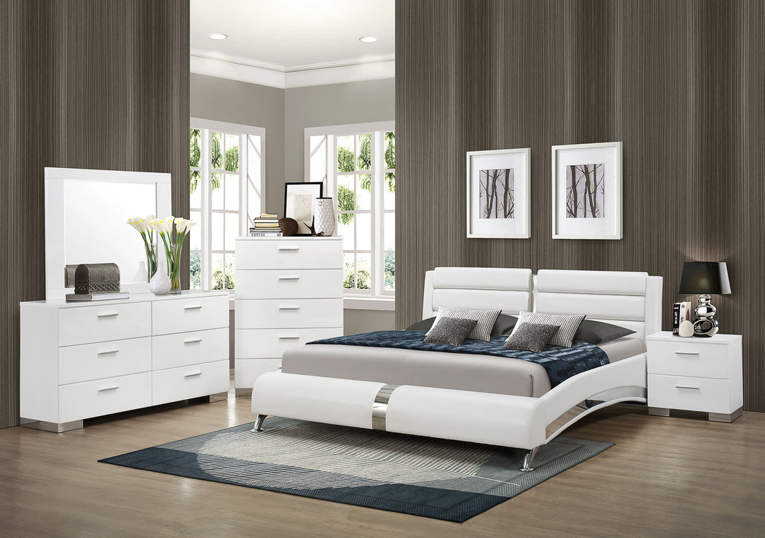 Felicity Contemporary White Eastern King Five-Piece Set