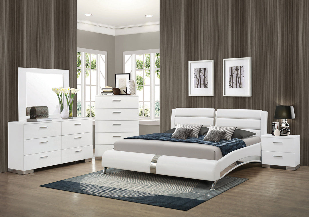 Jeremaine Upholstered Eastern King Sleigh Bed White