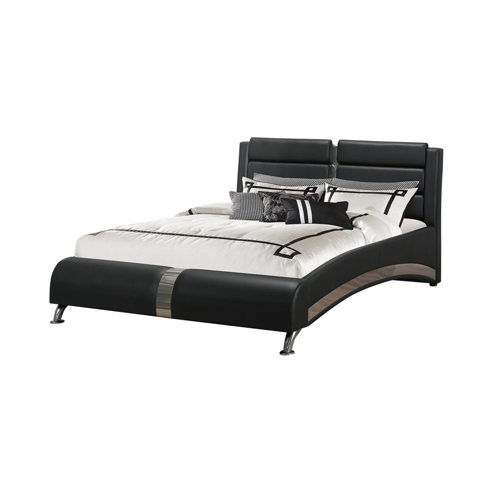 Jeremaine Upholstered Eastern King Sleigh Bed Black