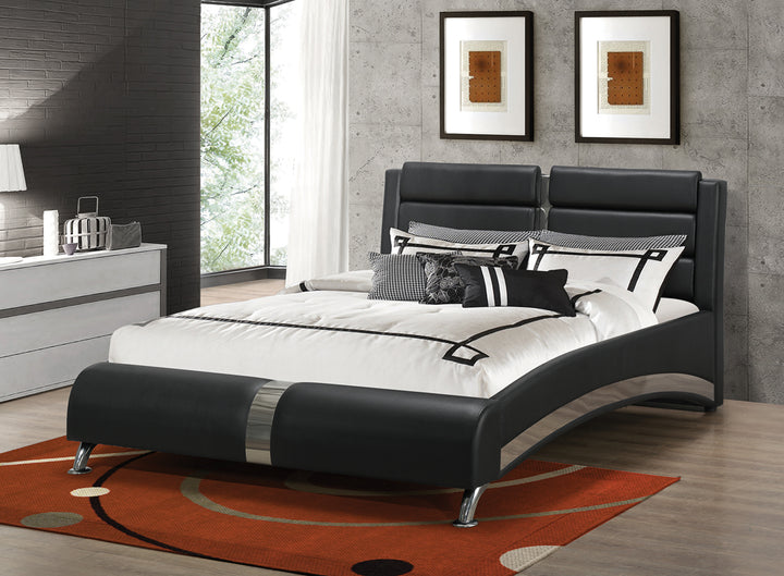 Jeremaine Upholstered Eastern King Sleigh Bed Black