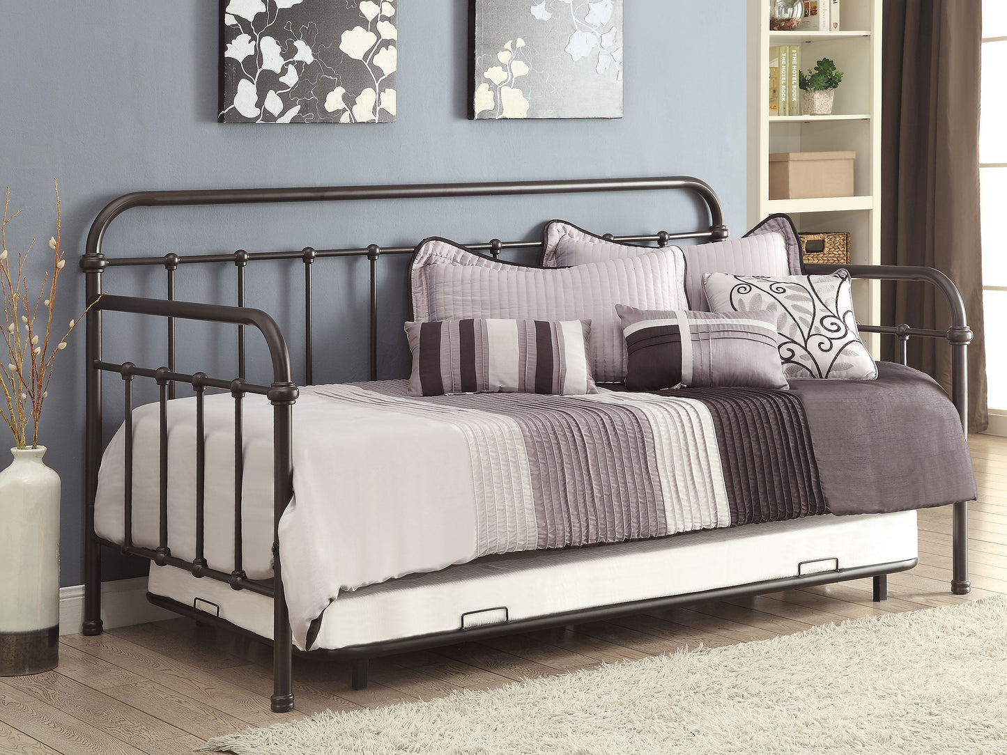 Livingston Metal Twin Daybed with Trundle Dark Bronze