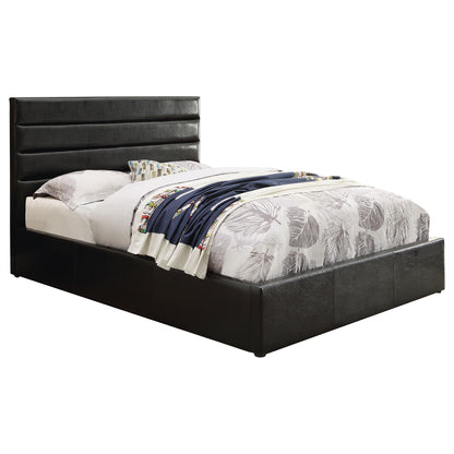 Riverbend Upholstered Eastern King Storage Panel Bed Black