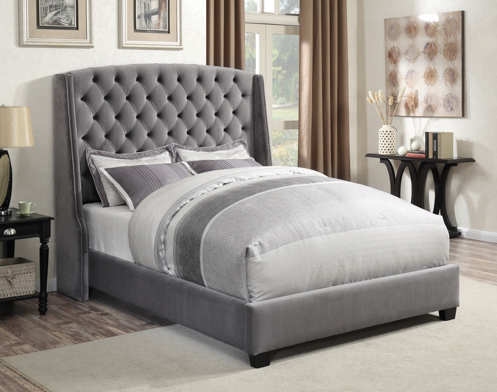 Pissarro Upholstered Full Wingback Bed Grey