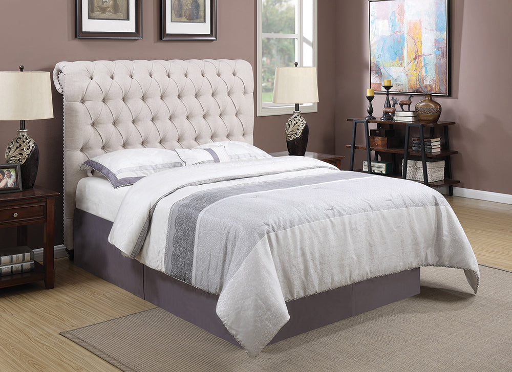 Devon Upholstered California King Panel Headboard Beige