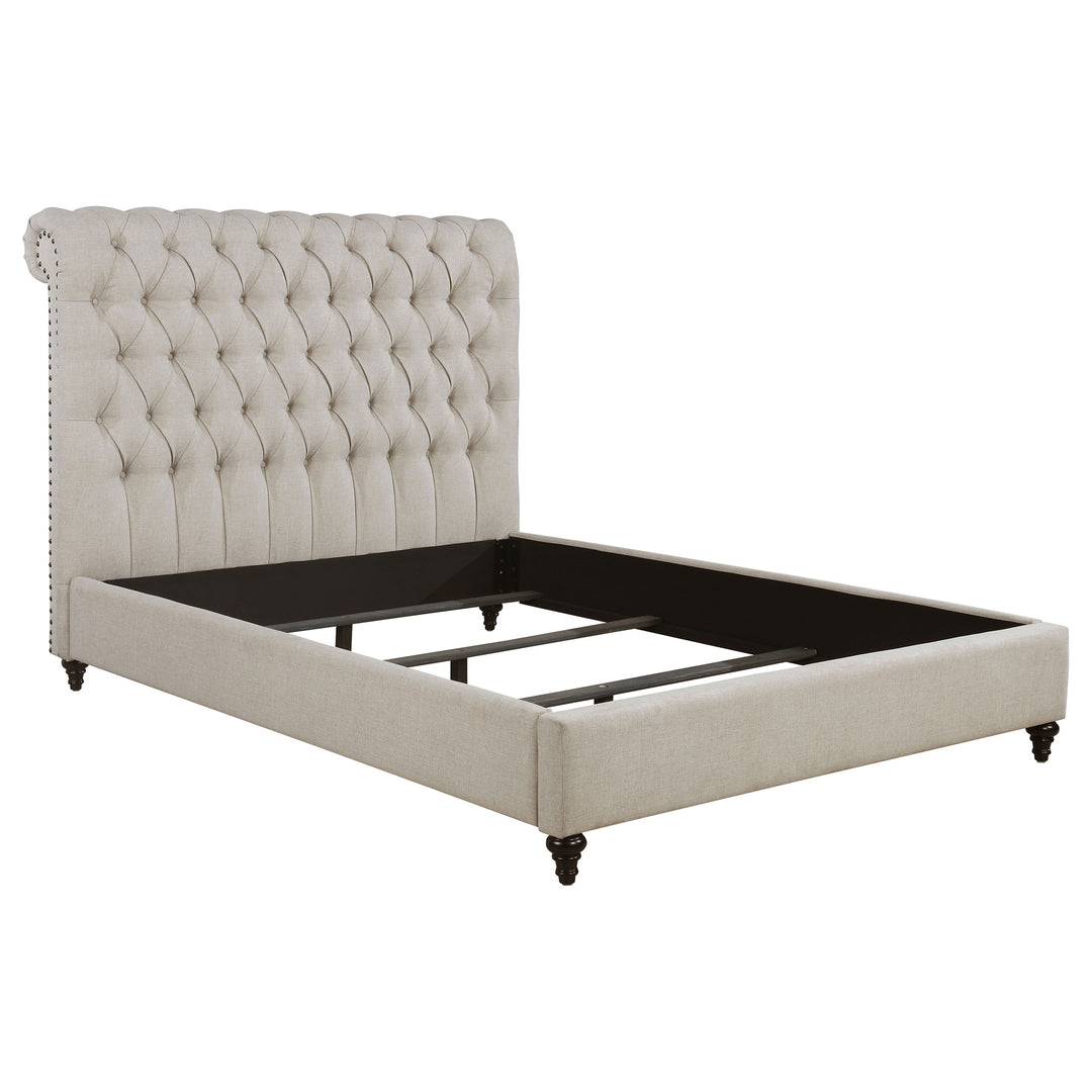 Devon Transitional Beige Queen Bed Box One Headboard