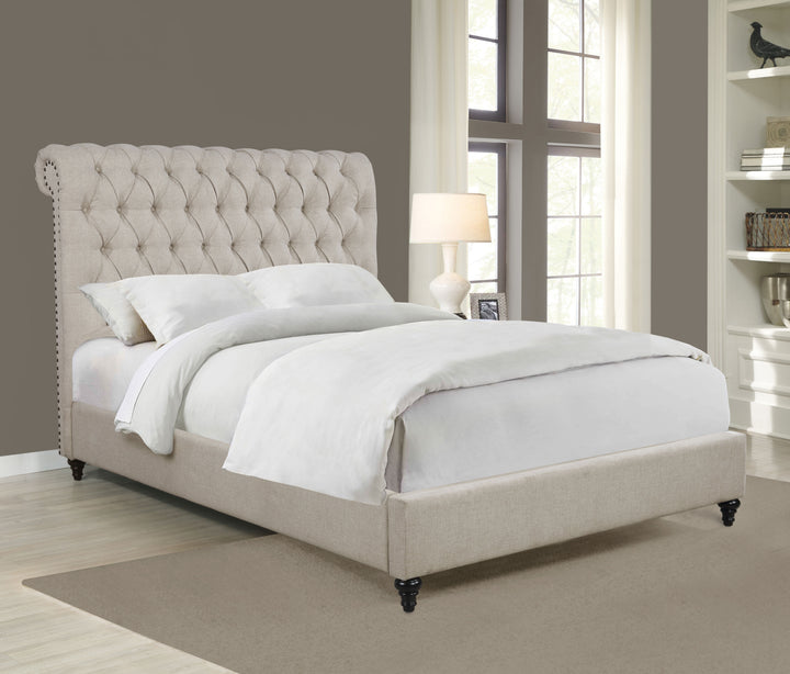 Devon Upholstered Queen Panel Bed Beige