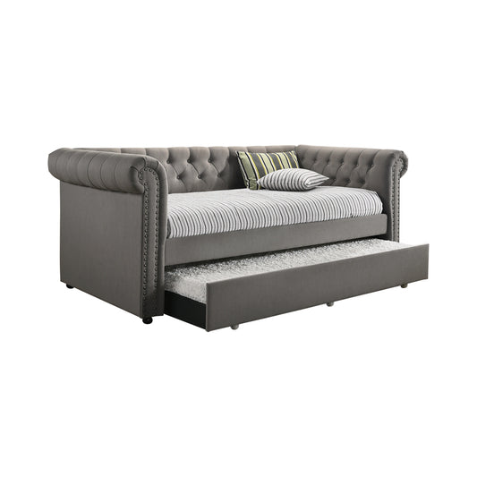 Kepner Upholstered Twin Daybed with Trundle Grey