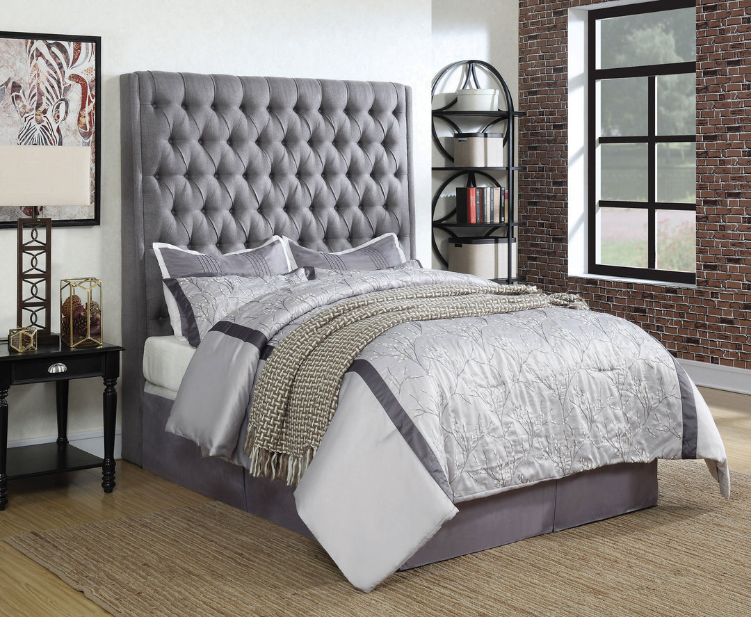 Camille Upholstered Eastern King Panel Headboard Grey