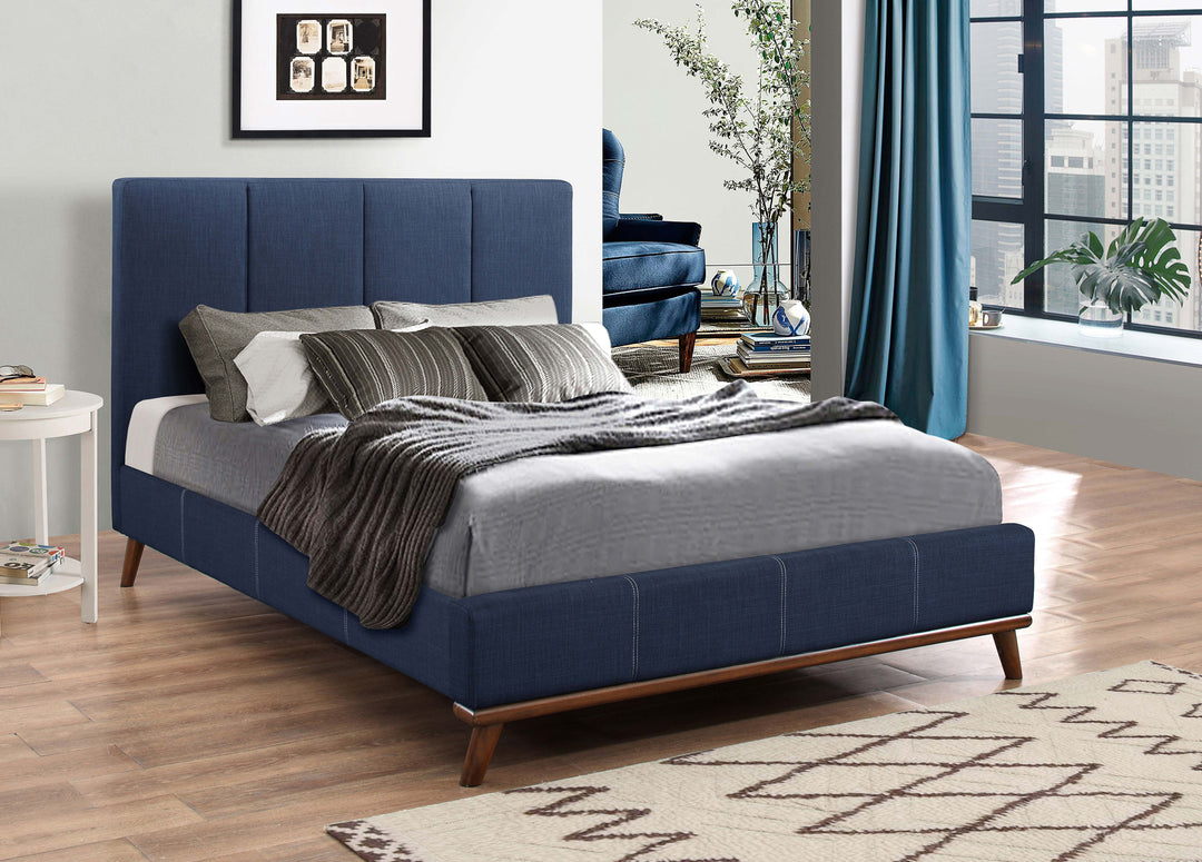 Charity Upholstered Eastern King Panel Bed Blue