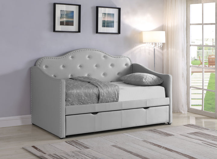 Elmore Upholstered Twin Daybed with Trundle Light Grey