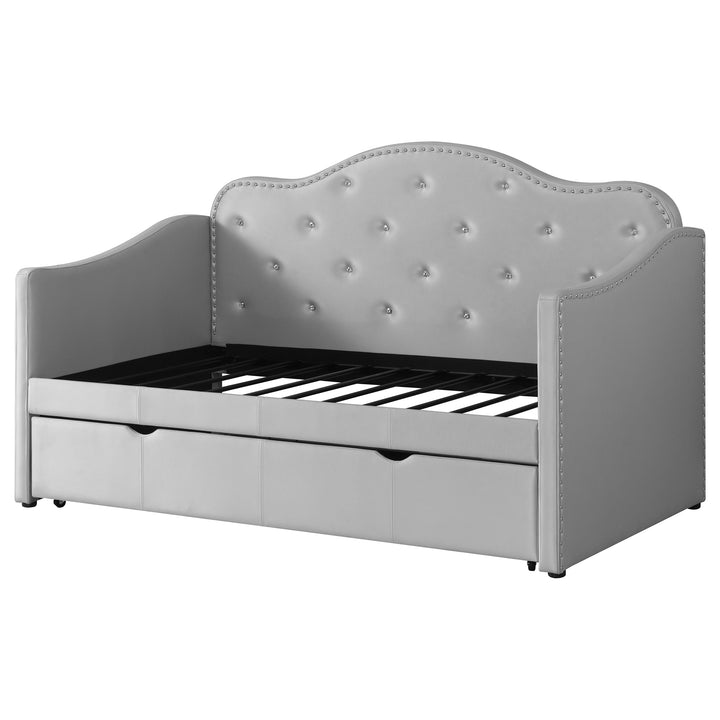 Elmore Upholstered Twin Daybed with Trundle Light Grey