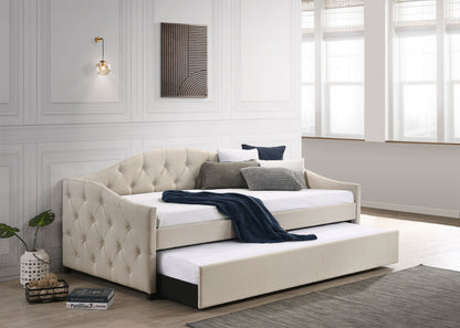 Sadie Upholstered Twin Daybed with Trundle Taupe