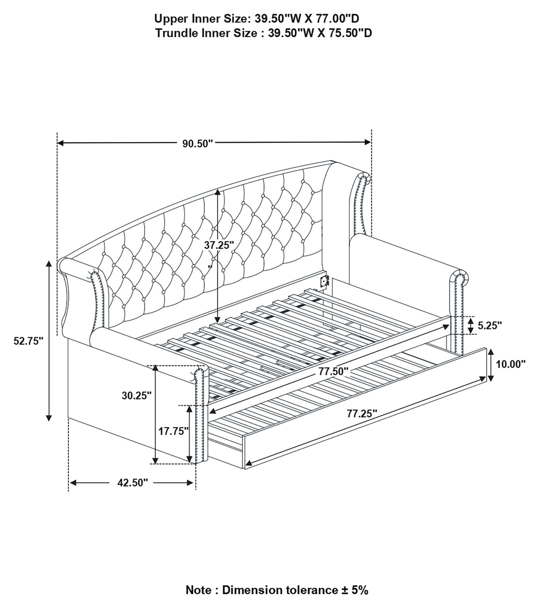 Scarlett Upholstered Twin Daybed with Trundle Grey