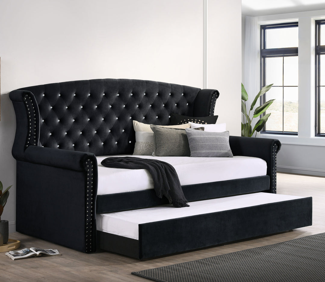 Scarlett Upholstered Twin Daybed with Trundle Black