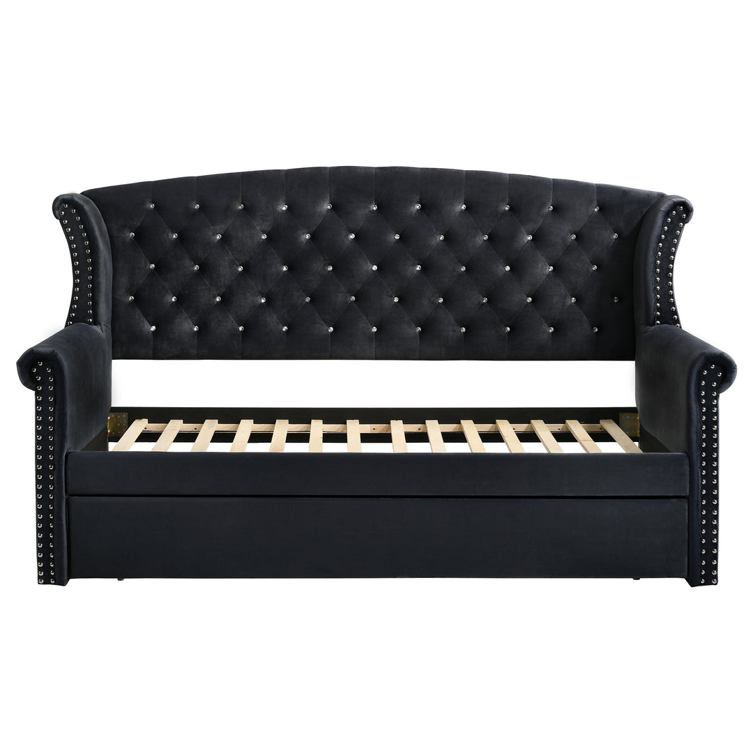 Scarlett Upholstered Twin Daybed with Trundle Black