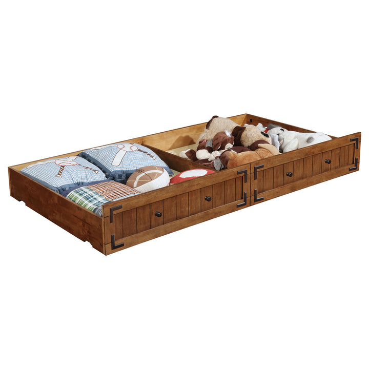 Oakdale Wood Storage Trundle Rustic Honey