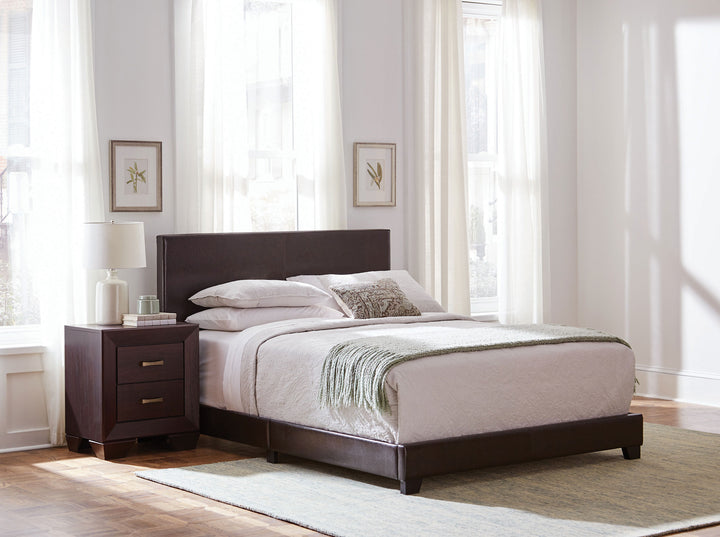 Dorian Upholstered California King Panel Bed Brown