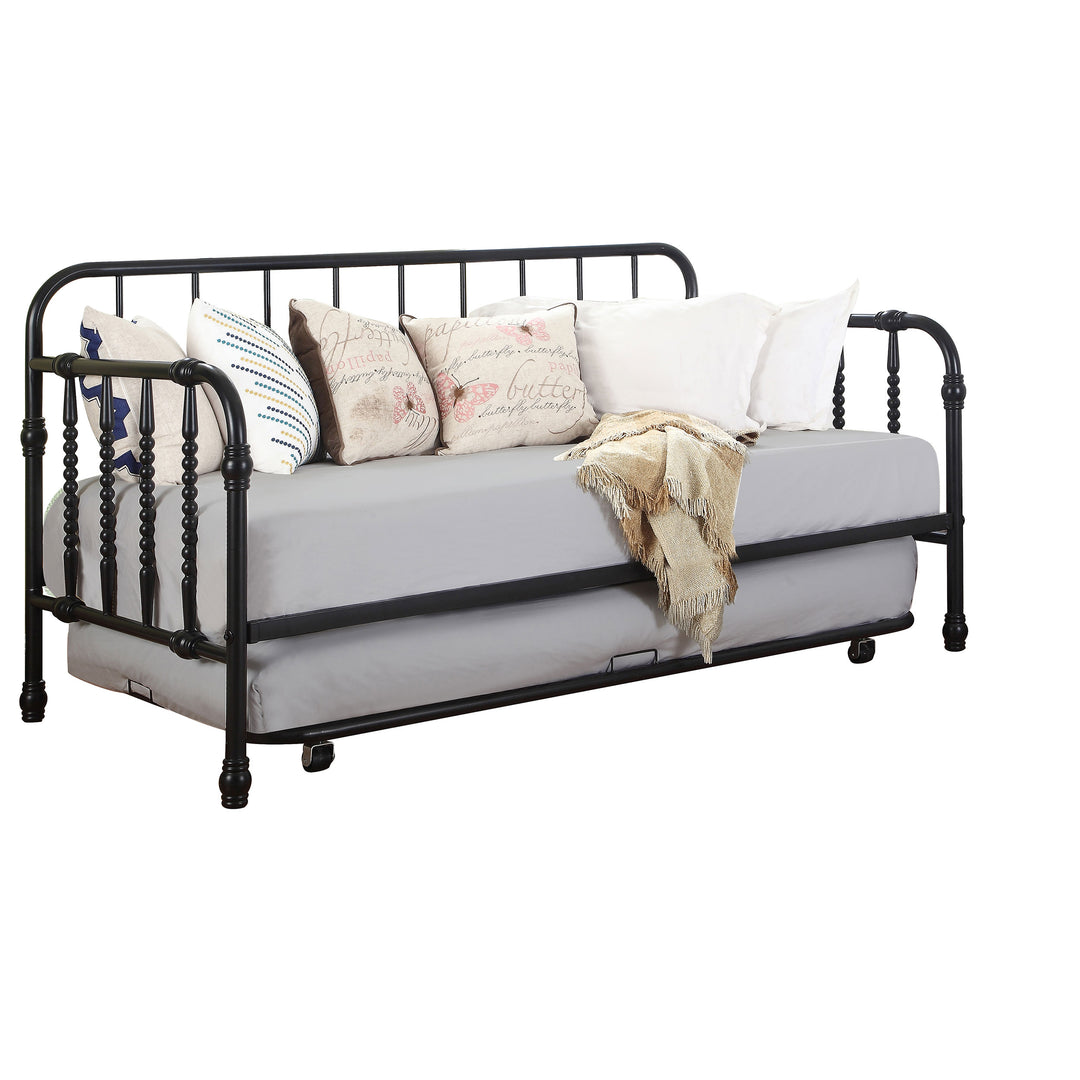 Marina Metal Twin Daybed with Trundle Black