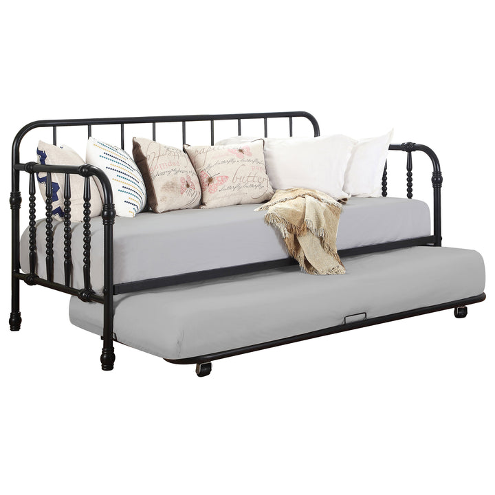 Marina Metal Twin Daybed with Trundle Black
