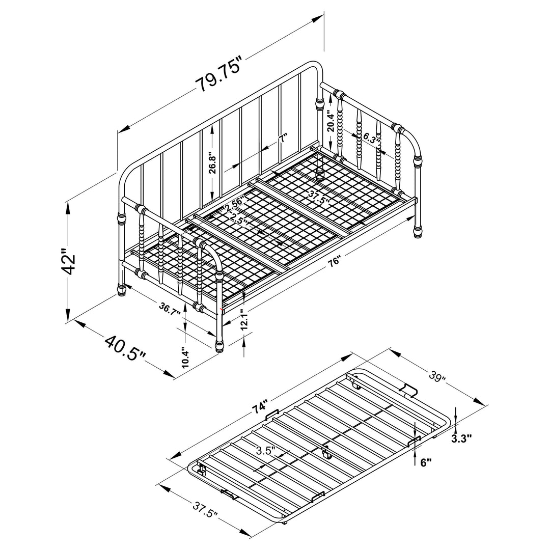 Marina Metal Twin Daybed with Trundle White