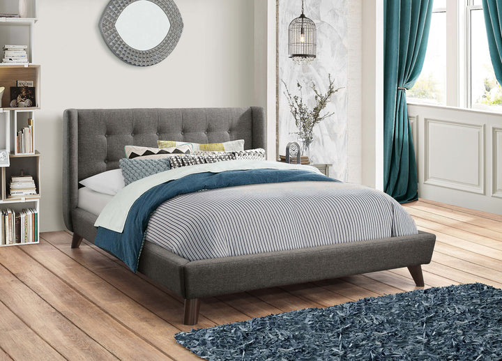 Carrington Upholstered Full Wingback Bed Grey