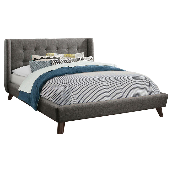 Carrington Upholstered California King Wingback Bed Grey