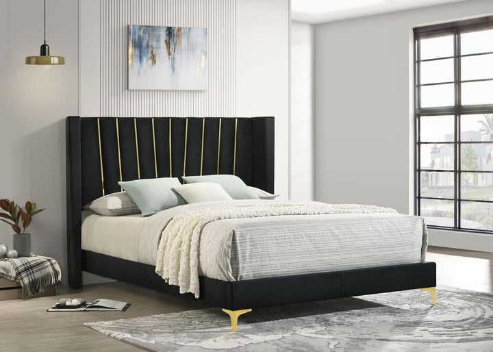 Kendall Upholstered Eastern King Panel Bed Black