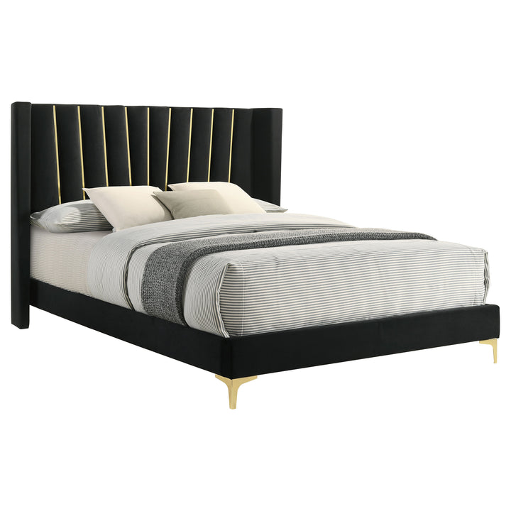 Kendall Upholstered Queen Panel Bed Black