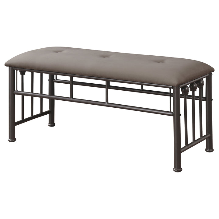 Livingston Upholstered Bench Brown and Dark Bronze