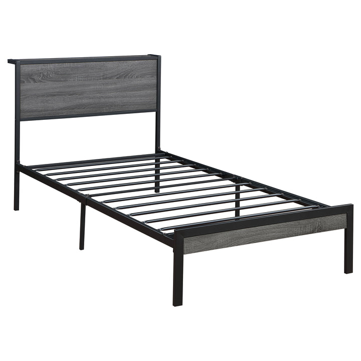 Ricky Metal Twin Panel Bed Grey