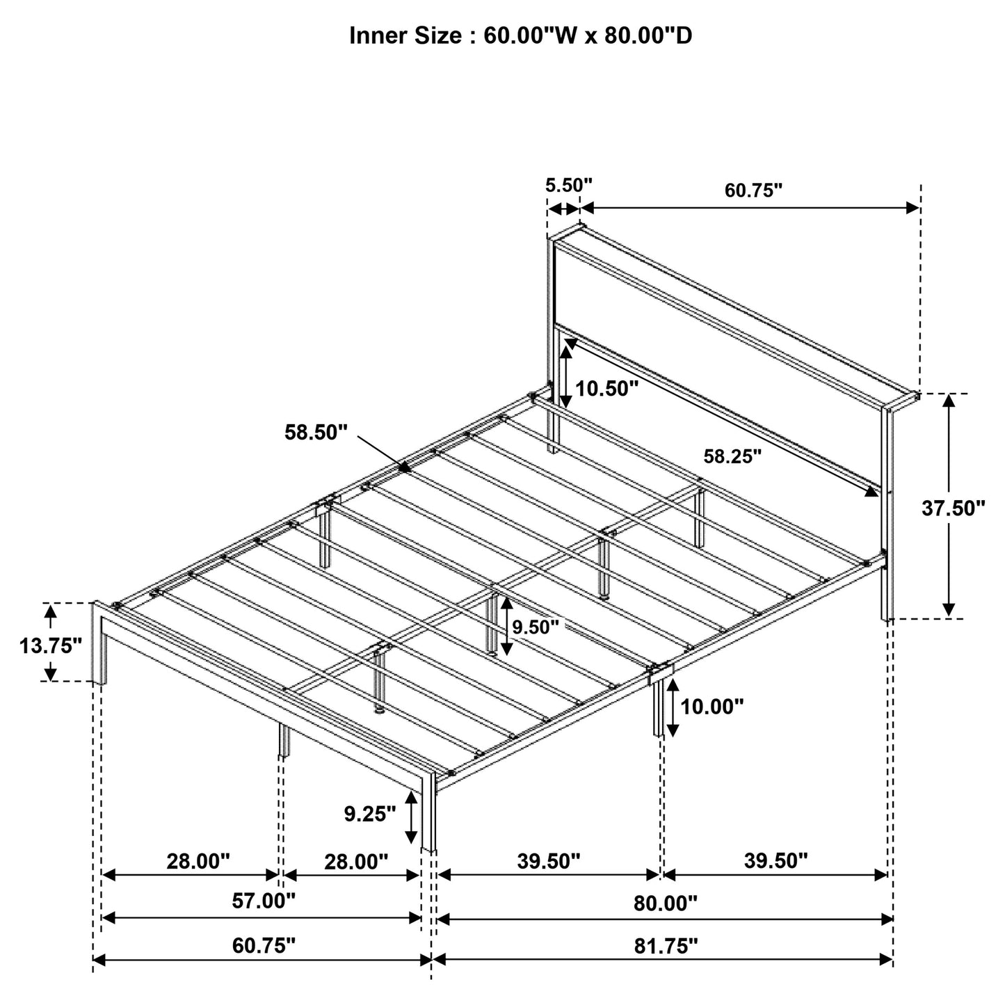 Ricky Metal Queen Panel Bed Light Oak