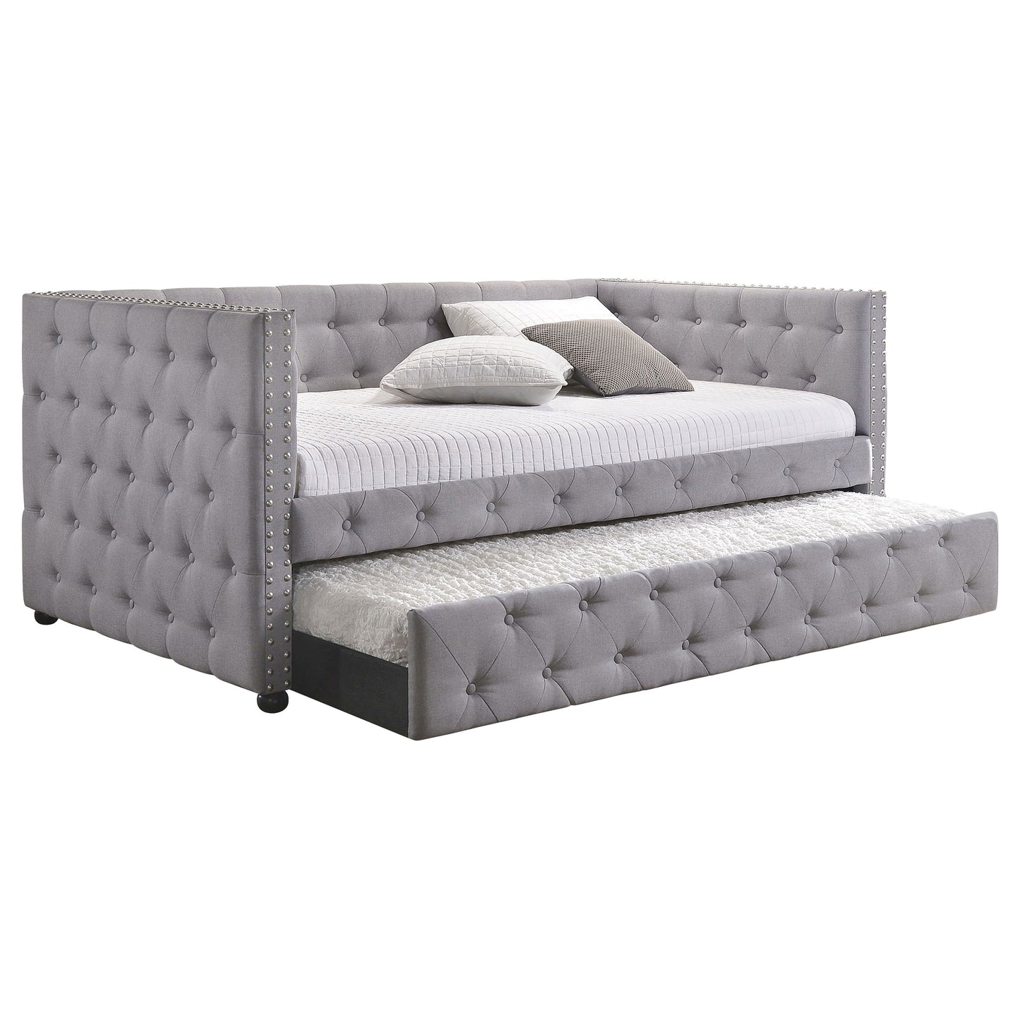 Mockern Upholstered Twin Daybed with Trundle Grey