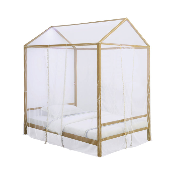 Altadena Twin Canopy Bed with LED Lighting Matte Gold