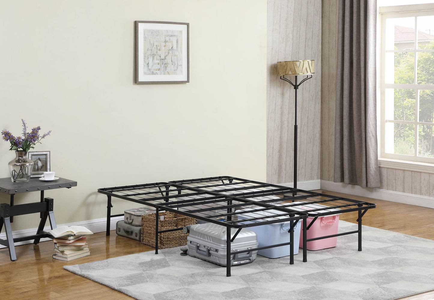 Mabel Metal Full Mattress Support Platform Bed Black