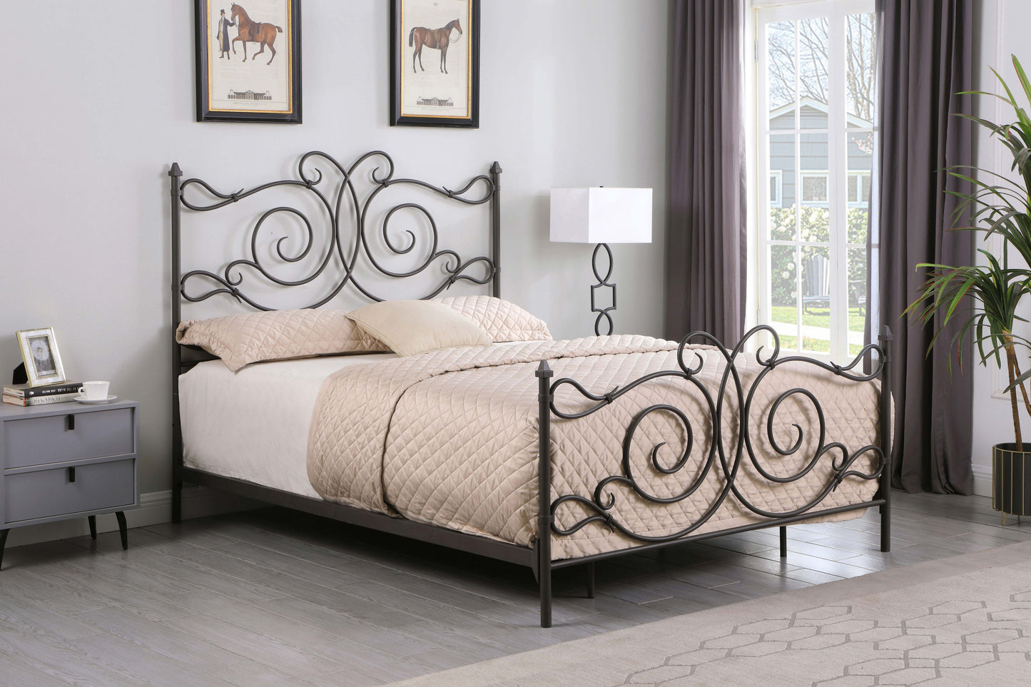 Parleys Metal Eastern King Open Frame Bed Dark Bronze