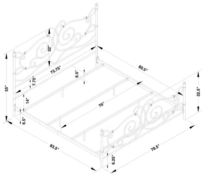 Parleys Metal Eastern King Open Frame Bed Dark Bronze