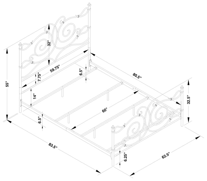 Parleys Metal Queen Open Frame Bed Dark Bronze