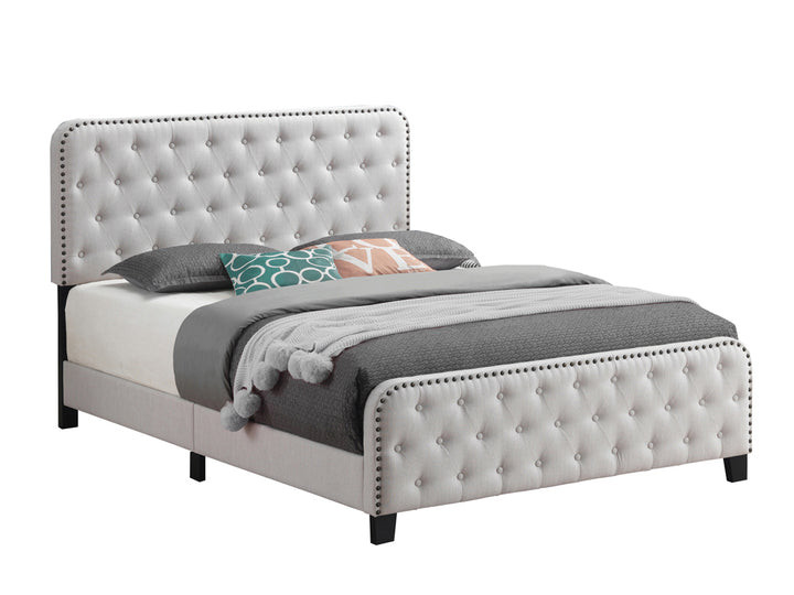 Littleton Eastern King Tufted Upholstered Bed Beige