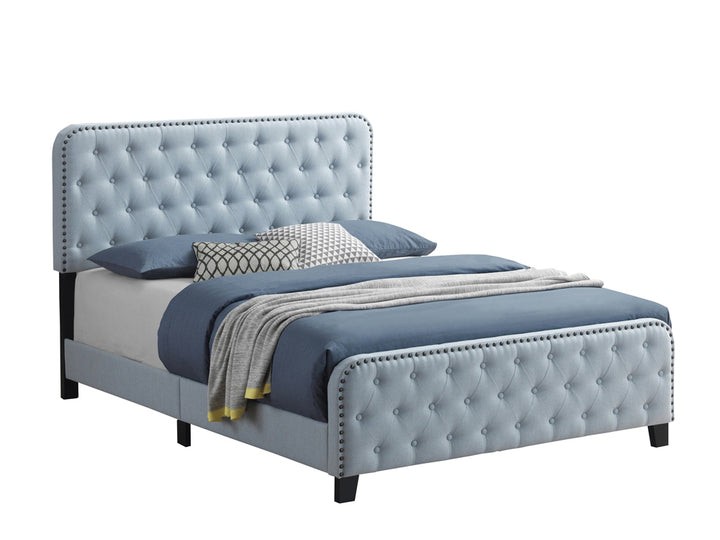 Littleton Queen Tufted Upholstered Bed Delft Blue