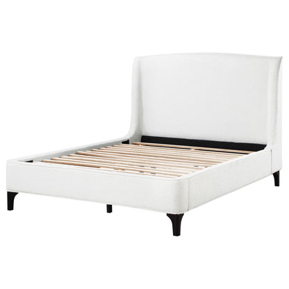 Mosby Upholstered Queen Wingback Bed Snow