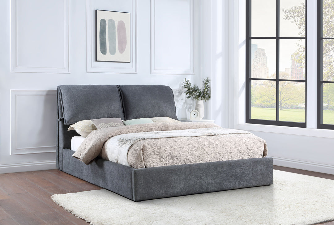 Laurel Upholstered Eastern King Panel Bed Dark Grey